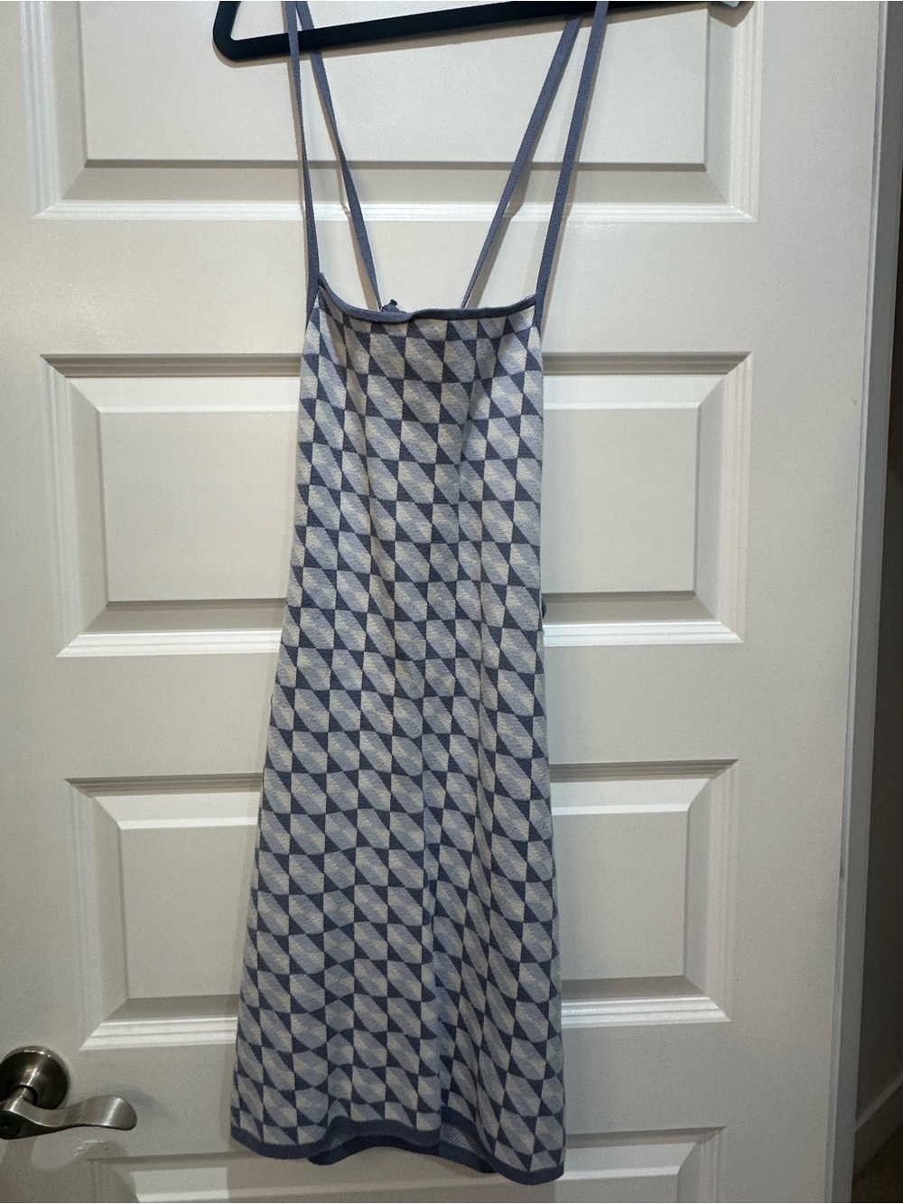 Abercrombie & Fitch Blue and Cream Geometric Strapless Knit Sundress - Picture 2 of 5